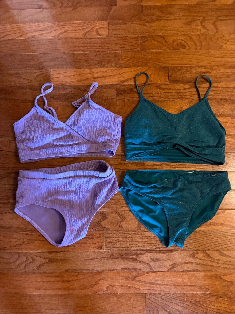 Two-Piece Swimsuit Sets — Lavender & Teal Bikini Tops and Bottoms
